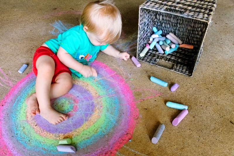 rainbow child chalk